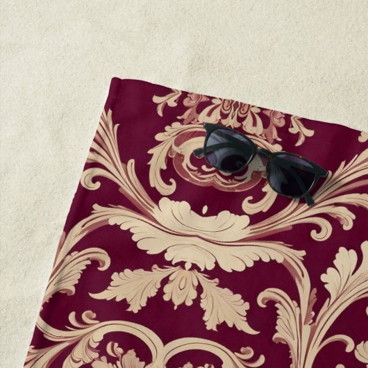 Maroon en Beige  Patroon Strandlaken (In situ)