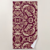 Maroon en Beige  Patroon Strandlaken (Voorkant)