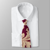 Maroon en Beige Patroon Stropdas (Gebonden)