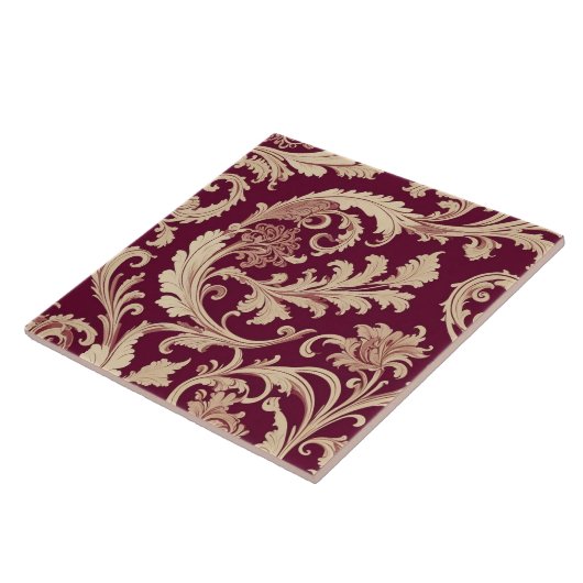 Maroon en Beige  Patroon Tegeltje (Zijkant)