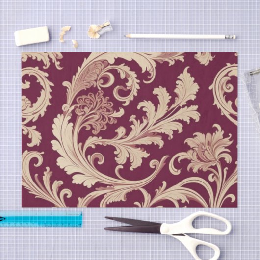 Maroon en Beige  Patroon Tissuepapier (Craft)