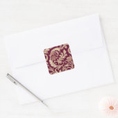 Maroon en Beige  Patroon Vierkante Sticker (Envelop)