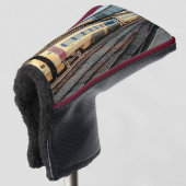 Maroon en beige trein golfheadcover (3/4 voorkant)