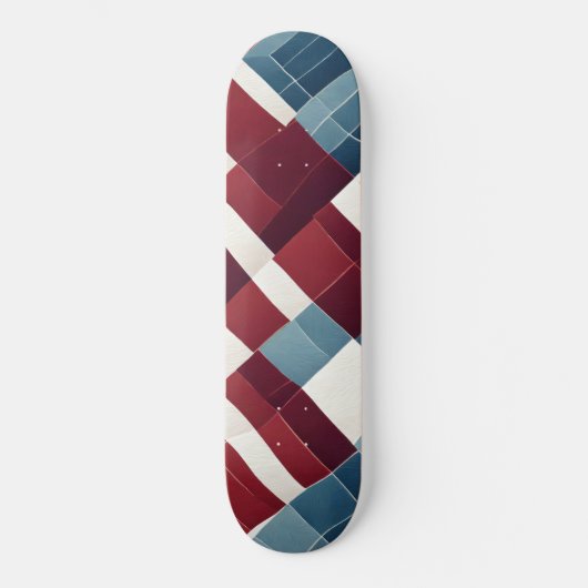 Maroon en blauwe achtergrond met texturen persoonlijk skateboard (Voorkant)