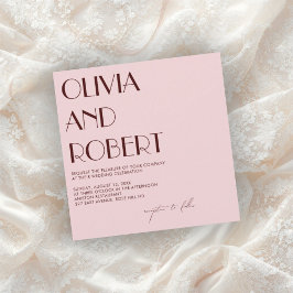Maroon en bleke roze esthetische huwelijksuitnodig kaart
