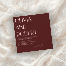 Maroon en bleke roze esthetische huwelijksuitnodig kaart