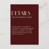 Maroon en bord roze elegante chique bruiloft informatiekaartje (Voorkant)