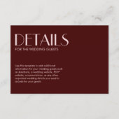 Maroon en bord roze elegante chique bruiloft informatiekaartje (Voorkant)