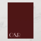 Maroon en bord roze esthetische bruiloft menu (Achterkant)