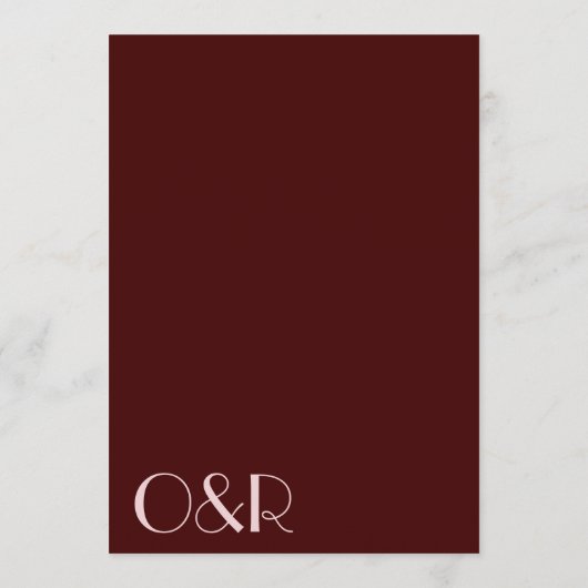 Maroon en bord roze esthetische bruiloft menu (Achterkant)