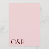 Maroon en bord roze esthetische bruiloft menu (Achterkant)