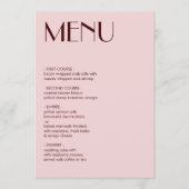 Maroon en bord roze esthetische bruiloft menu (Voorkant)