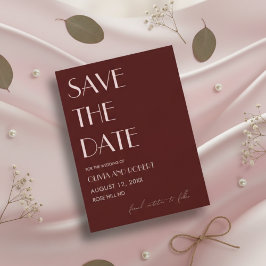 Maroon en bord roze esthetische bruiloft save the date