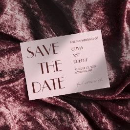Maroon en bord roze moderne esthetische bruiloft save the date