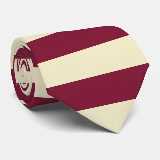 Maroon en Crème Horizontale Stripe Patroon Stropdas (Opgerold)