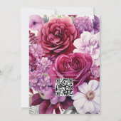 Maroon en Donker Paarse Bloemen Herfst Bruiloft Kaart (Achterkant)