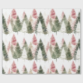 Maroon en donkergroene dennenboom cadeaupapier (Vlak)