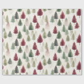 Maroon en donkergroene dennenboom cadeaupapier (Vlak)