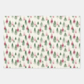 Maroon en donkergroene dennenboom inpakpapier vel (Voorkant 2)