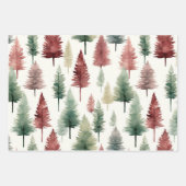Maroon en donkergroene Waterverf dennenboom Inpakpapier Vel (Voorkant 2)
