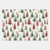 Maroon en donkergroene Waterverf dennenboom Inpakpapier Vel (Voorkant)