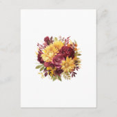 Maroon en Geel Bloemen Bruiloft Gast Details Informatiekaartje (Achterkant)