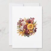 Maroon en Geel Bloemen Vrijgezellenfeest Kaart (Achterkant)