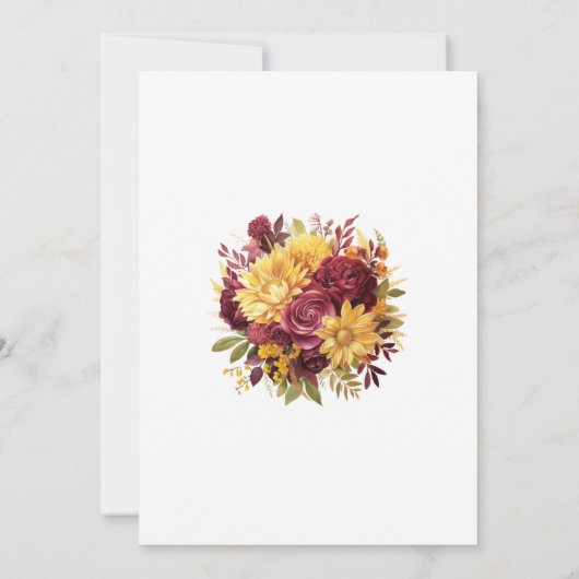 Maroon en Gele Bloemen Bruiloft Save The Date (Achterkant)