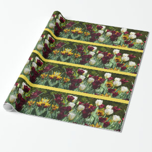 Maroon en gele Tulpen kleurrijke Floral Cadeaupapier