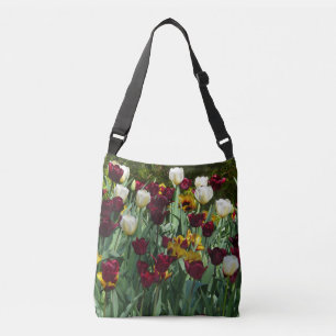 Maroon en gele Tulpen kleurrijke Floral Crossbody Tas
