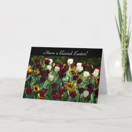 Maroon en gele Tulpen kleurrijke Floral Feestdagen Kaart