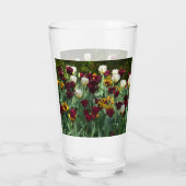 Maroon en gele Tulpen kleurrijke Floral Glas (Achterkant)
