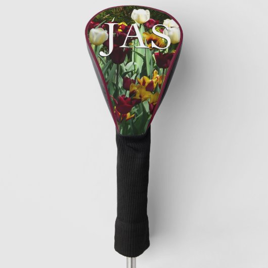 Maroon en gele Tulpen kleurrijke Floral Golfheadcover (Voorkant)