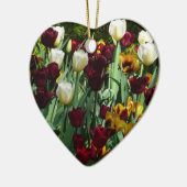 Maroon en gele Tulpen kleurrijke Floral Keramisch Ornament (Links)