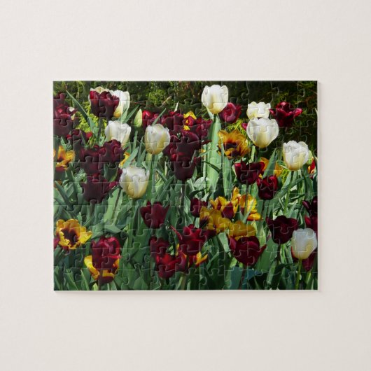 Maroon en gele Tulpen kleurrijke Floral Legpuzzel (Horizontaal)