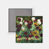 Maroon en gele Tulpen kleurrijke Floral Magneet (Voorkant / Achterkant)
