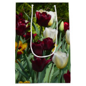 Maroon en gele Tulpen kleurrijke Floral Medium Cadeauzakje (Achterkant)