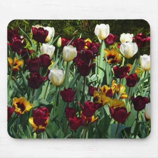 Maroon en gele Tulpen kleurrijke Floral Muismat (Voorkant)