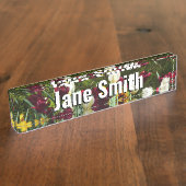 Maroon en gele Tulpen kleurrijke Floral Naambordje (Zijkant)