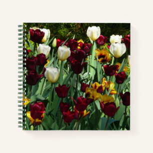 Maroon en gele Tulpen kleurrijke Floral Notitieboek