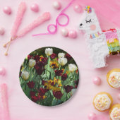 Maroon en gele Tulpen kleurrijke Floral Papieren Bordje (Feest)