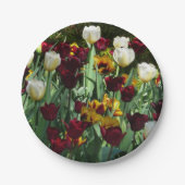 Maroon en gele Tulpen kleurrijke Floral Papieren Bordje (Voorkant)