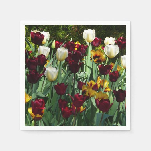 Maroon en gele Tulpen kleurrijke Floral Servet (Voorkant)