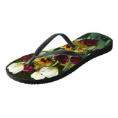 Maroon en gele Tulpen kleurrijke Floral Teenslippers (Schuin)