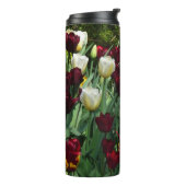 Maroon en gele Tulpen kleurrijke Floral Thermosbeker (Gedraaid links)