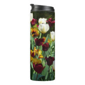 Maroon en gele Tulpen kleurrijke Floral Thermosbeker (Geroteerd rechts)