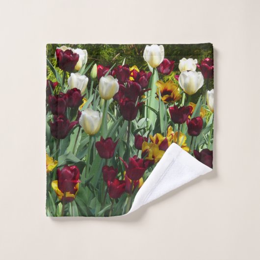 Maroon en gele Tulpen kleurrijke Floral Washandje (Wasdoekje)