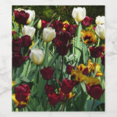 Maroon en gele Tulpen kleurrijke Floral Wijn Etiket (Enkel label)