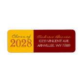 Maroon en Gold Afstuderen retour adreslabels Etiket (Voorkant)