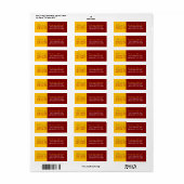Maroon en Gold Afstuderen retour adreslabels Etiket (Full Sheet)